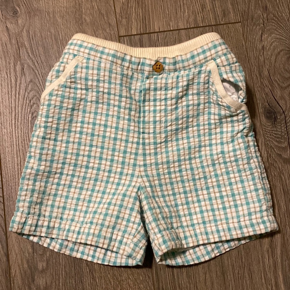 Janie and Jack Blue Plaid Shorts 6-12M
